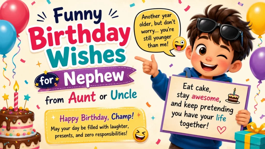 Funny Birthday Wishes for Nephew from Aunt or Uncle