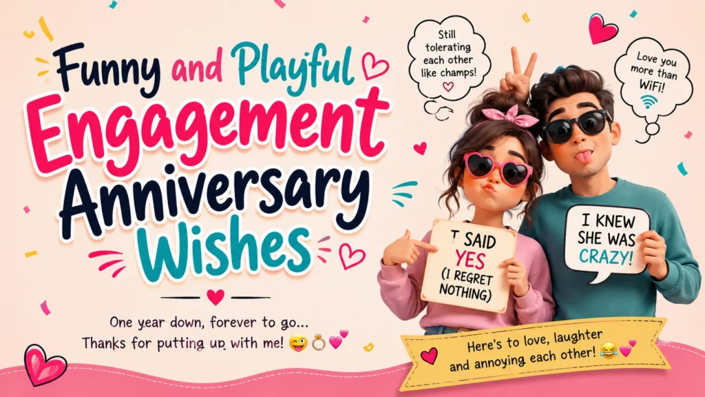 Funny and Playful Engagement Anniversary Wishes