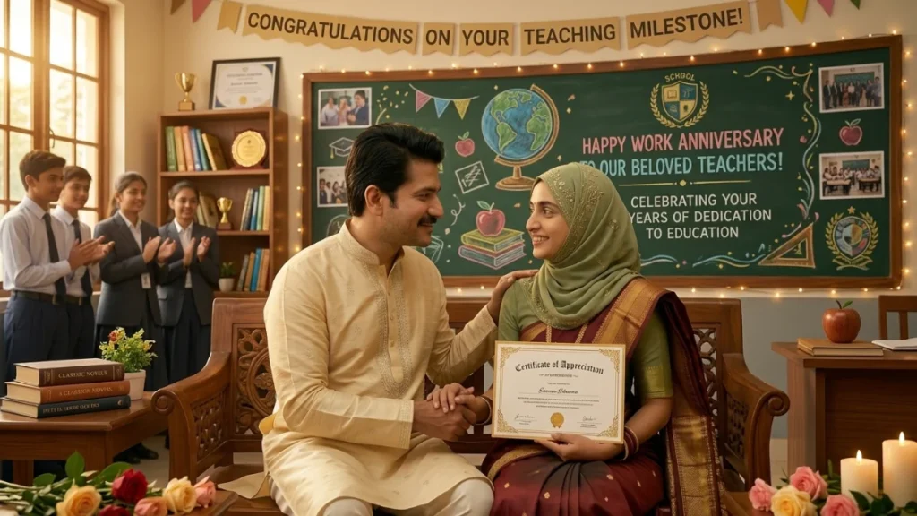 Work Anniversary Wishes for Teacher