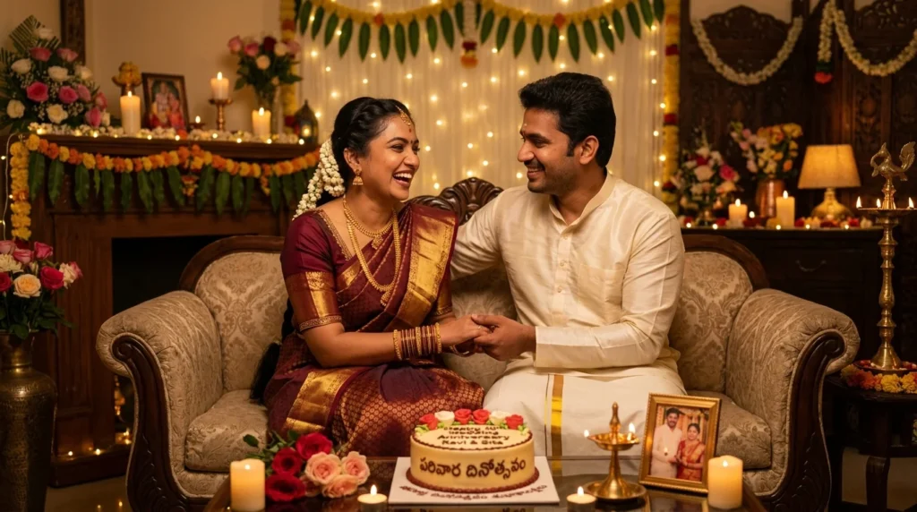 Romantic Wedding Anniversary Wishes in Telugu