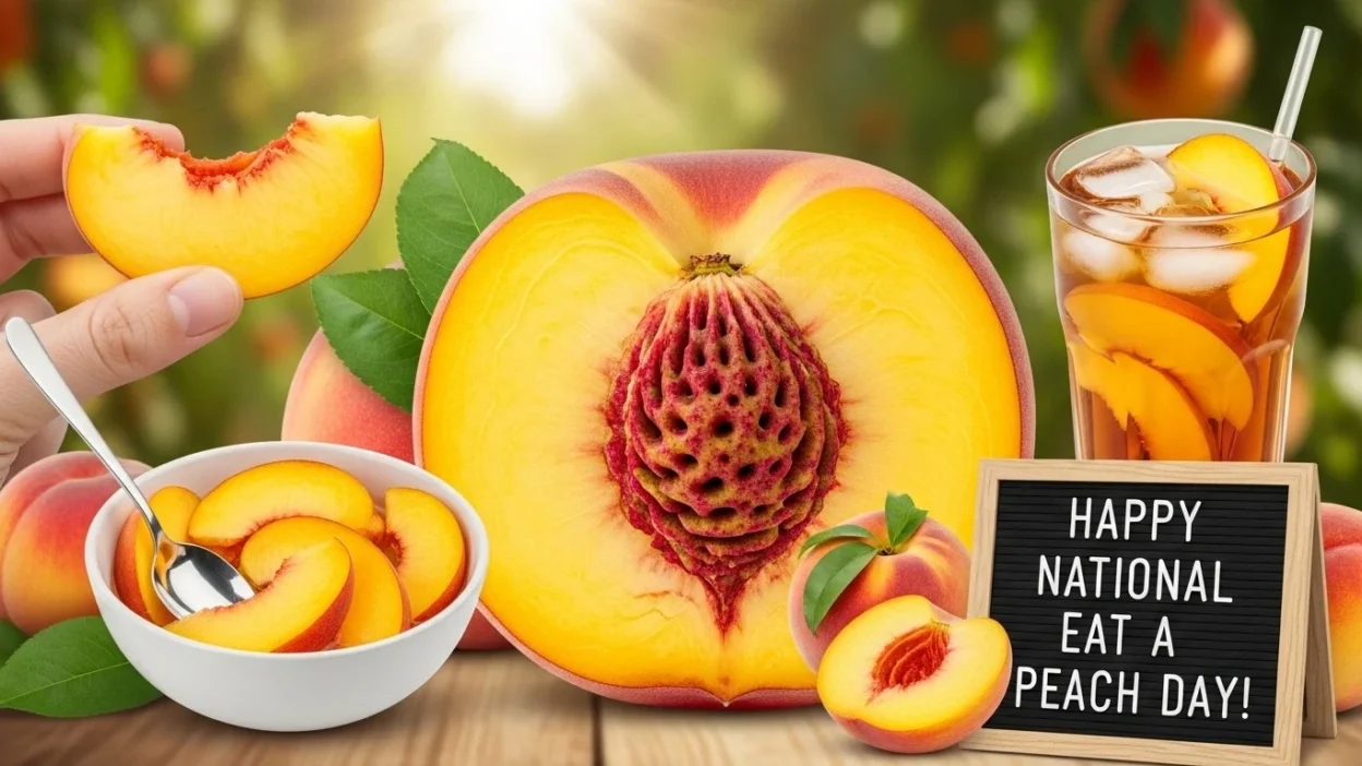 national eat a peach day wishes