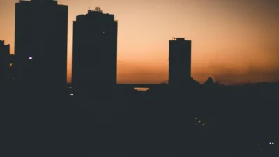 evening sunset city lights