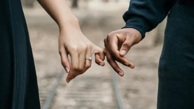 romantic engaged couple